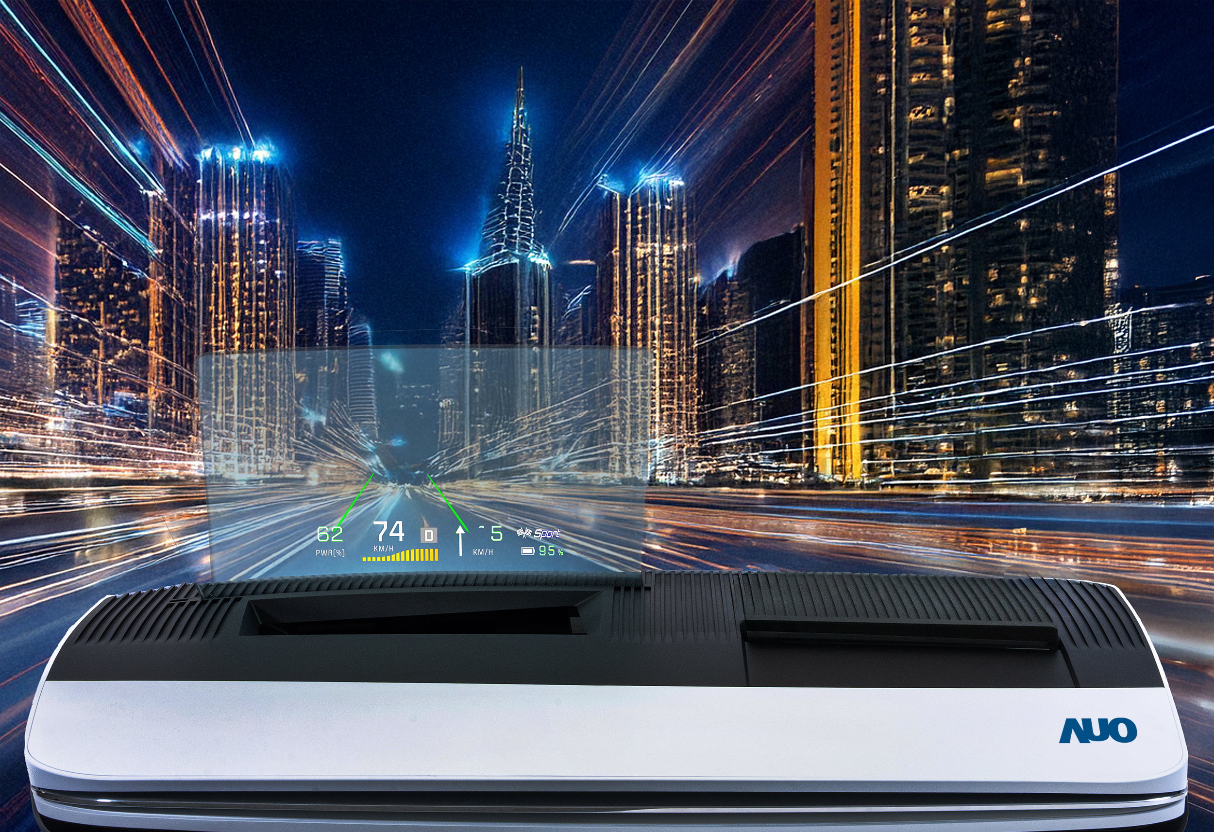 ⽜⼋体育推出13吋Micro LED抬头显示器，提供高入眼亮度、高色彩饱和度的显示质量，在阳光下或黑暗中都清晰可见，并利用Micro LED模块体积小的优势，解决车用空间有限的痛点